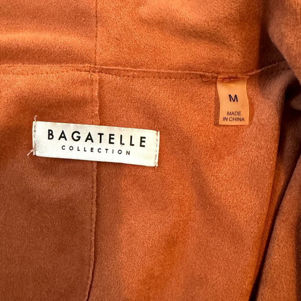 Bagatelle Women's Jacket Medium Rust Drape Open Front Zip‎ Pockets Faux Suede - Picture 6 of 9